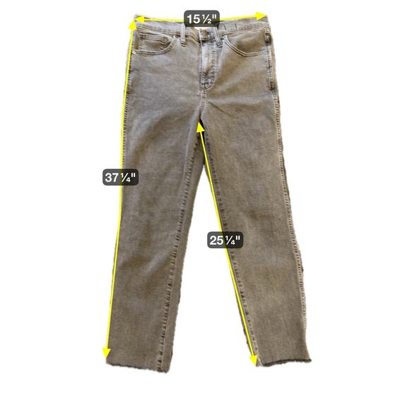 Madewell Gray Faded Black Stovepipe Straight Leg Raw Hem Jeans, Size 29 - Picture 2 of 15